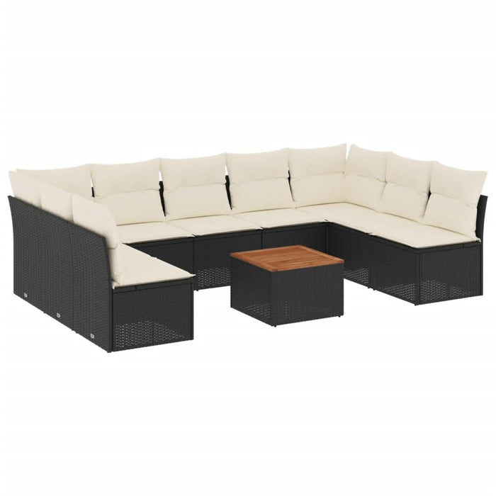 Set canapele de grădină cu perne, 10 piese, negru, poliratan - WALTI WALTI