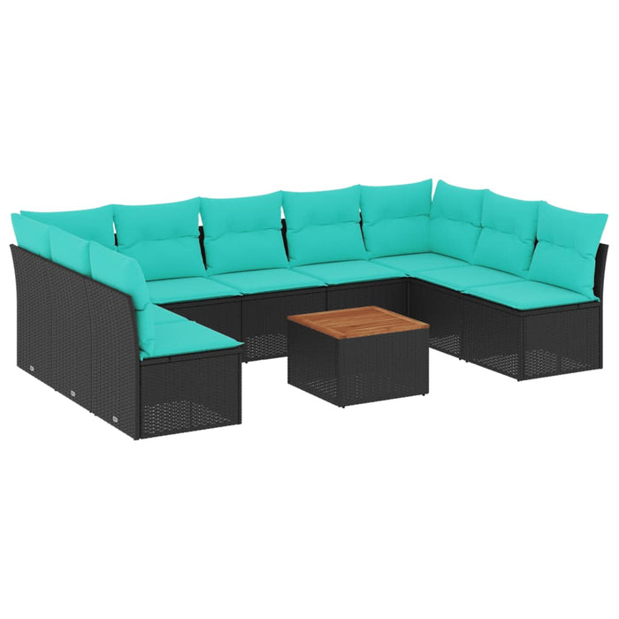 Set canapele de grădină cu perne, 10 piese, negru, poliratan - WALTI WALTI