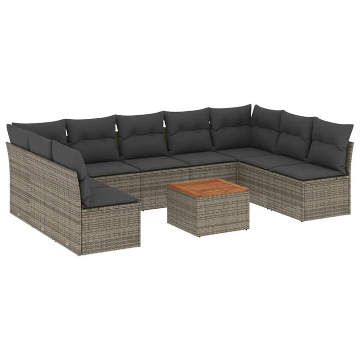 Set mobilier de grădină cu perne, 10 piese, gri, poliratan - WALTI WALTI