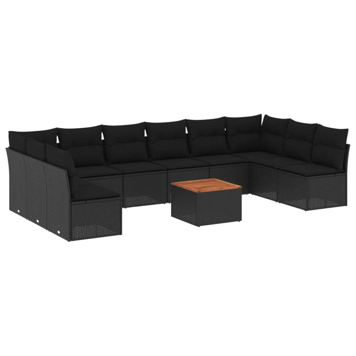 Set canapele de grădină cu perne, 11 piese, negru, poliratan - WALTI WALTI