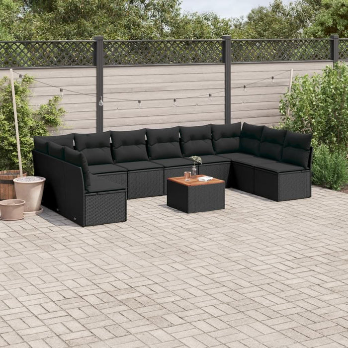 Set canapele de grădină cu perne, 11 piese, negru, poliratan - WALTI WALTI