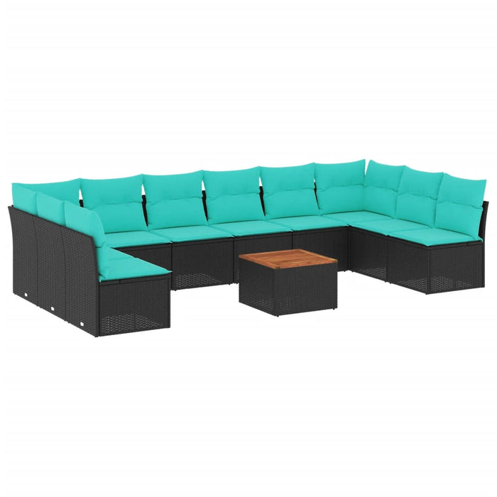 Set canapele de grădină cu perne, 11 piese, negru, poliratan - WALTI WALTI