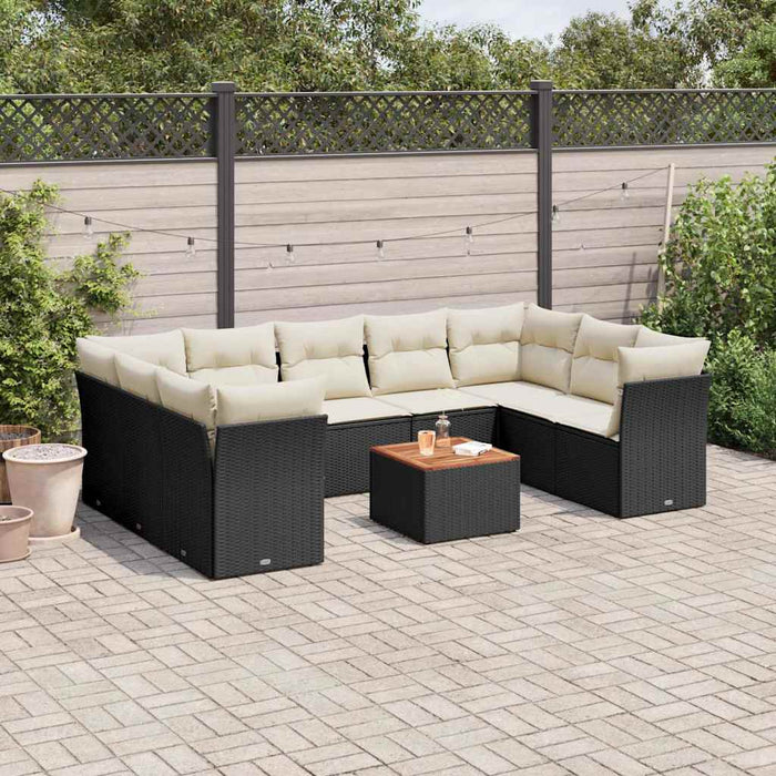 Set canapele de grădină cu perne, 10 piese, negru, poliratan - WALTI WALTI