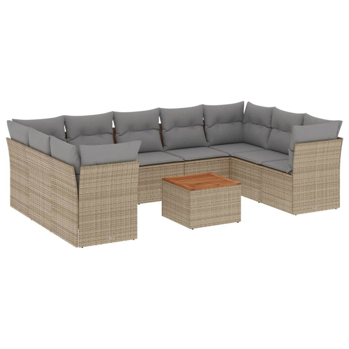 Set canapele de grădină, 10 piese, cu perne, bej, poliratan - WALTI WALTI