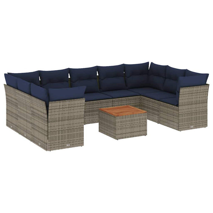 Set canapele de grădină cu perne, 10 piese, gri, poliratan WALTI