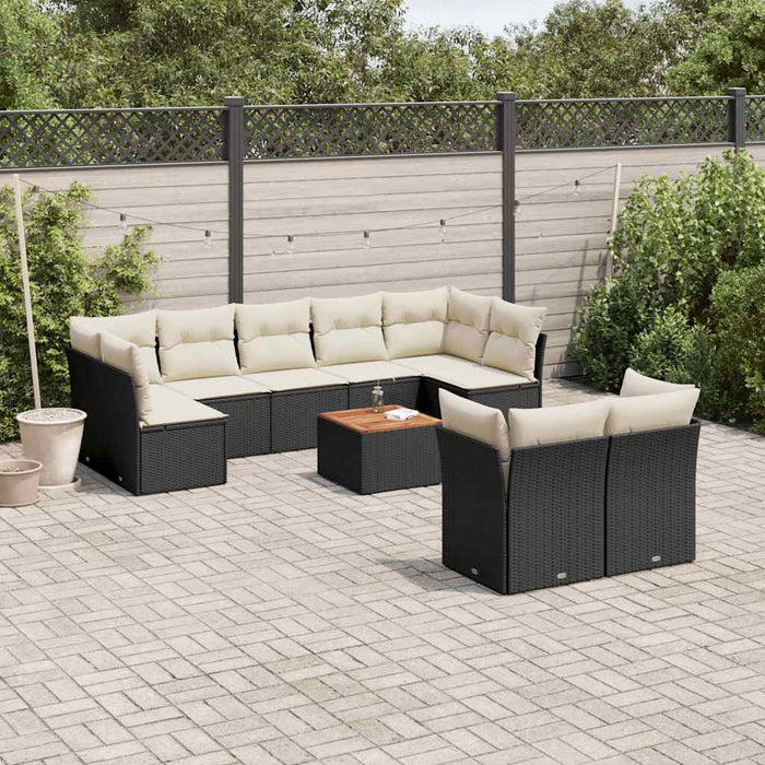 Set canapele de grădină cu perne, 10 piese, negru, poliratan - WALTI WALTI