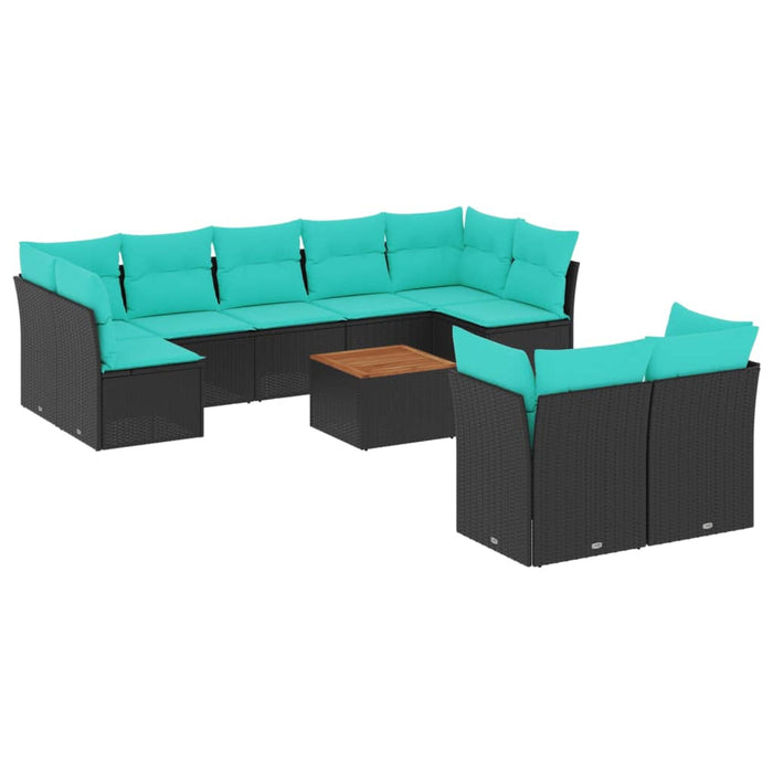 Set canapele de grădină cu perne, 10 piese, negru, poliratan - WALTI WALTI