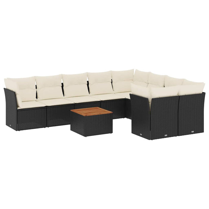 Set canapele de grădină cu perne, 10 piese, negru, poliratan - WALTI WALTI