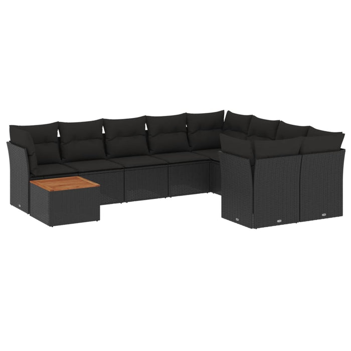 Set canapele de grădină cu perne, 10 piese, negru, poliratan - WALTI WALTI