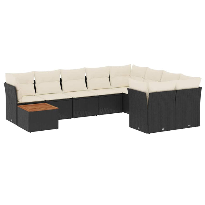 Set canapele de grădină cu perne, 10 piese, negru, poliratan - WALTI WALTI
