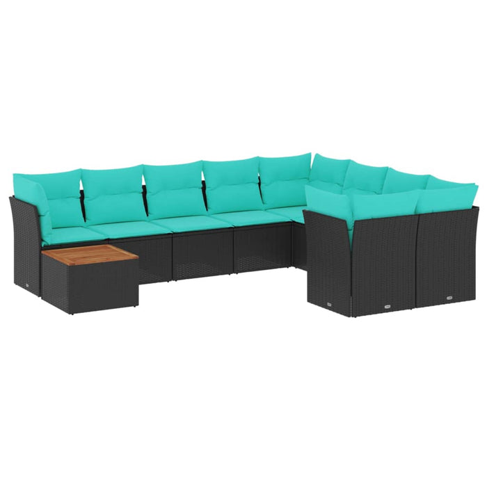 Set canapele de grădină cu perne, 10 piese, negru, poliratan - WALTI WALTI