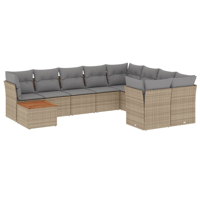 Set canapele de grădină, 10 piese, cu perne, bej, poliratan - WALTI WALTI