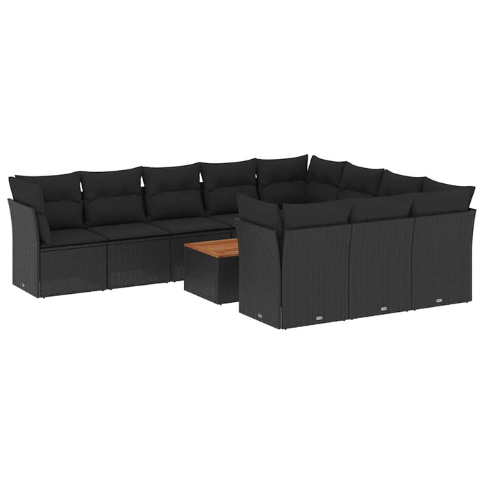 Set canapele de grădină cu perne, 11 piese, negru, poliratan - WALTI WALTI
