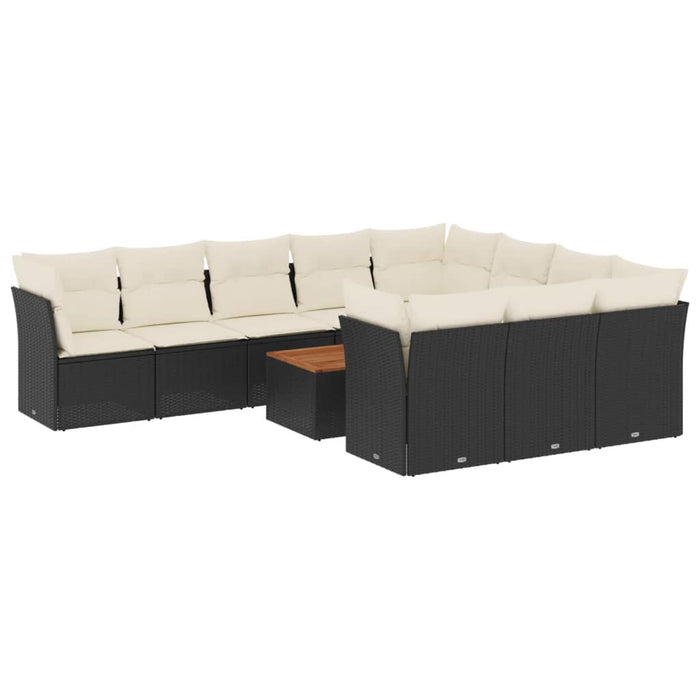 Set canapele de grădină cu perne, 11 piese, negru, poliratan - WALTI WALTI