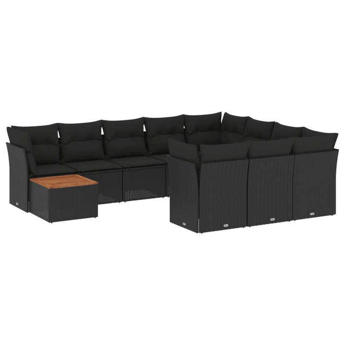 Set canapele de grădină cu perne, 11 piese, negru, poliratan - WALTI WALTI