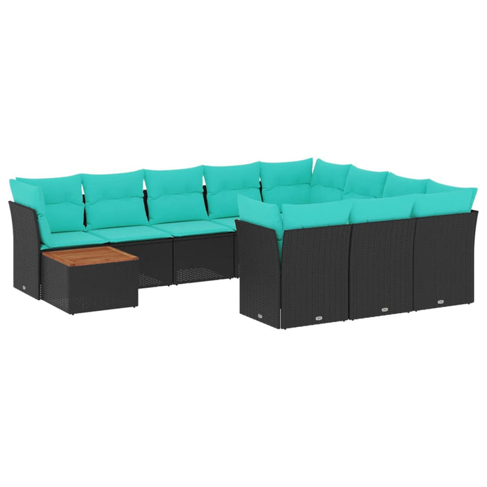 Set canapele de grădină cu perne, 11 piese, negru, poliratan - WALTI WALTI