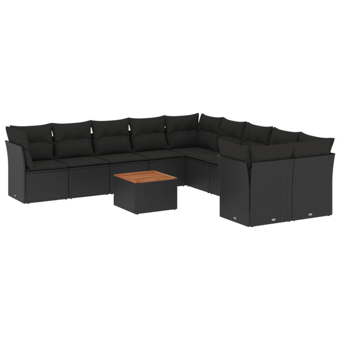 Set canapele de grădină cu perne, 11 piese, negru, poliratan - WALTI WALTI