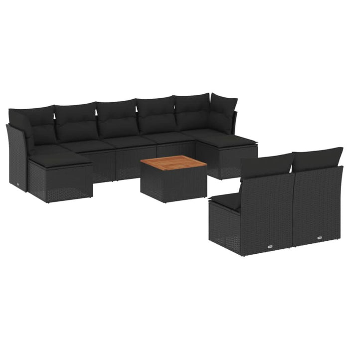 Set canapele de grădină cu perne, 10 piese, negru, poliratan - WALTI WALTI