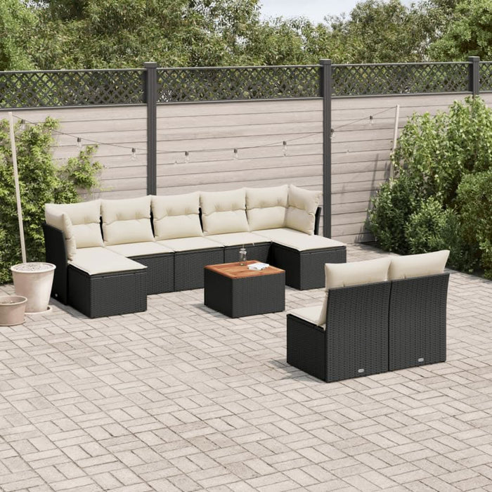 Set canapele de grădină cu perne, 10 piese, negru, poliratan - WALTI WALTI