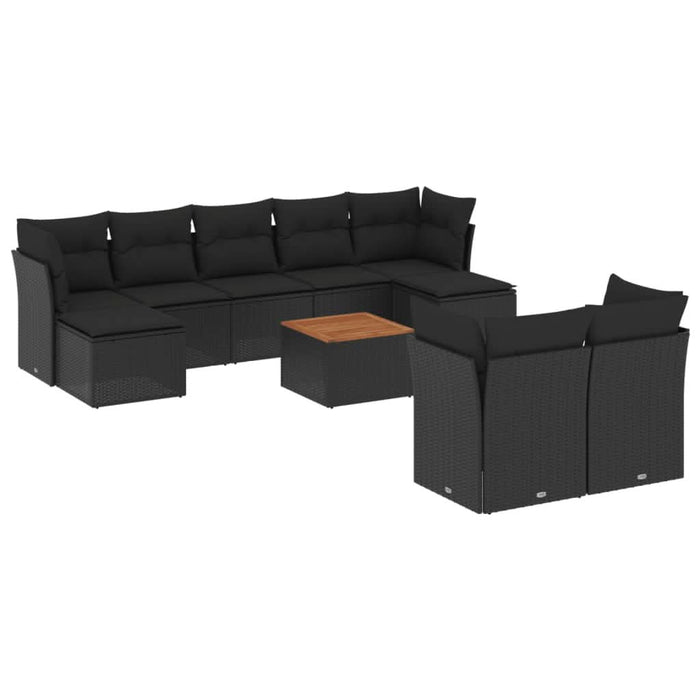 Set canapele de grădină cu perne, 10 piese, negru, poliratan - WALTI WALTI