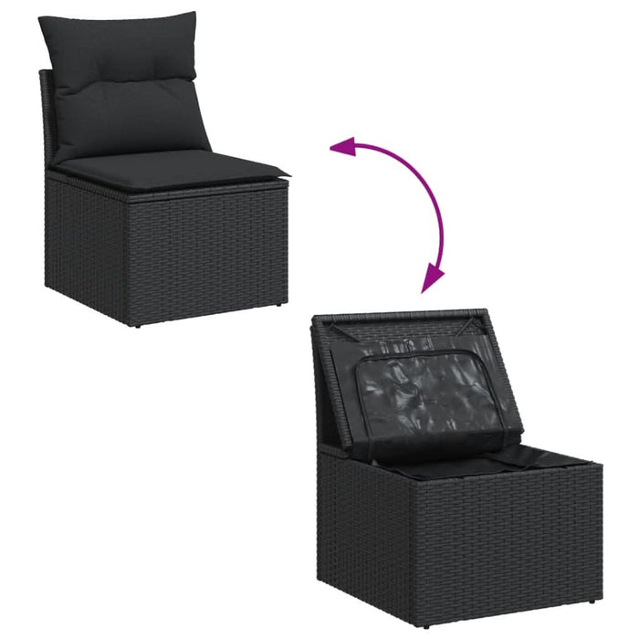 Set canapele de grădină cu perne, 10 piese, negru, poliratan - WALTI WALTI