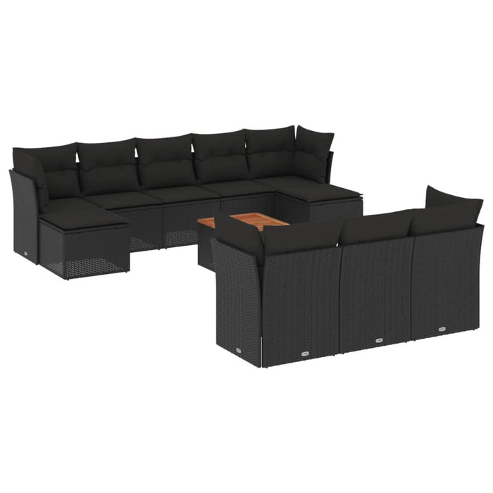Set canapele de grădină cu perne, 11 piese, negru, poliratan - WALTI WALTI