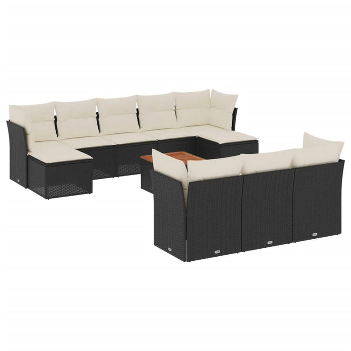 Set canapele de grădină cu perne, 11 piese, negru, poliratan - WALTI WALTI