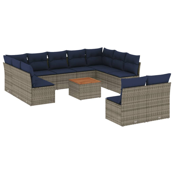 Set mobilier de grădină cu perne, 12 piese, gri, poliratan - WALTI WALTI