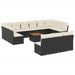 Set mobilier de grădină cu perne, 14 piese, negru, poliratan - WALTI WALTI