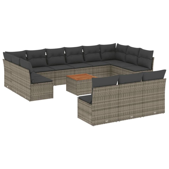 Set mobilier de grădină cu perne, 14 piese, gri, poliratan - WALTI WALTI