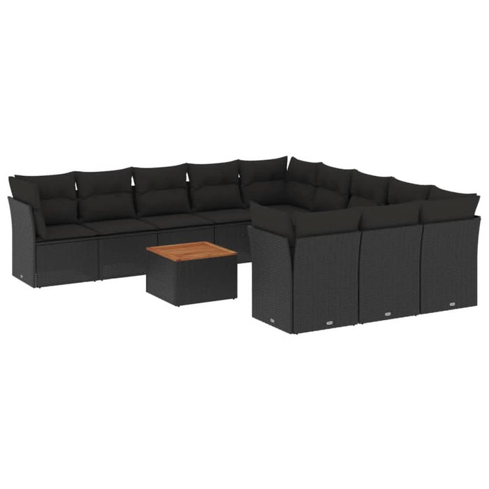Set canapele de grădină, 12 piese, cu perne, negru, poliratan - WALTI WALTI