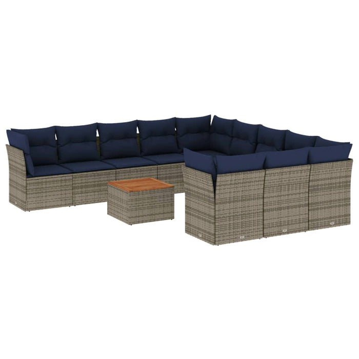 Set mobilier de grădină cu perne, 12 piese, gri, poliratan - WALTI WALTI