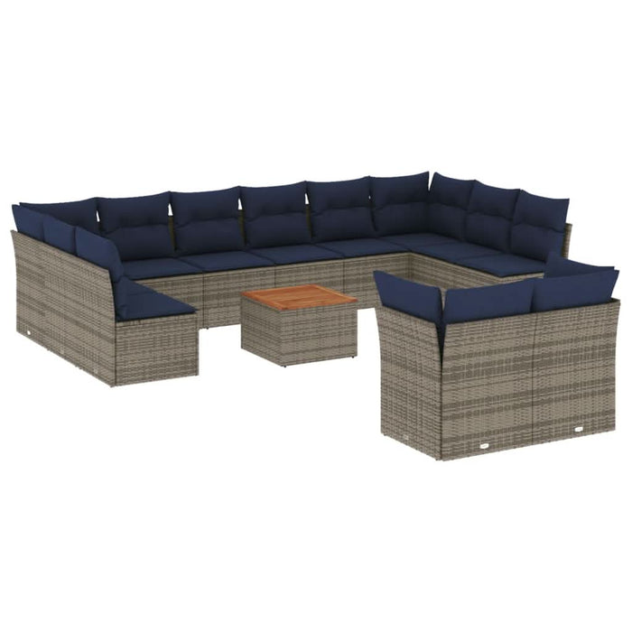 Set mobilier de grădină cu perne, 13 piese, gri, poliratan - WALTI WALTI