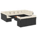 Set mobilier de grădină cu perne, 14 piese, negru, poliratan - WALTI WALTI