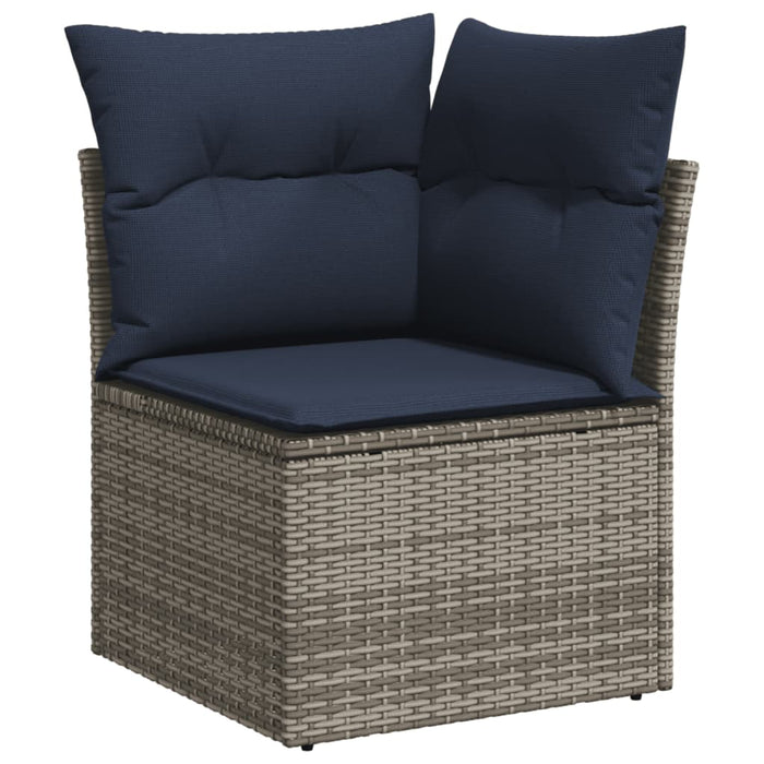 Set mobilier de grădină cu perne, 13 piese, gri, poliratan - WALTI WALTI