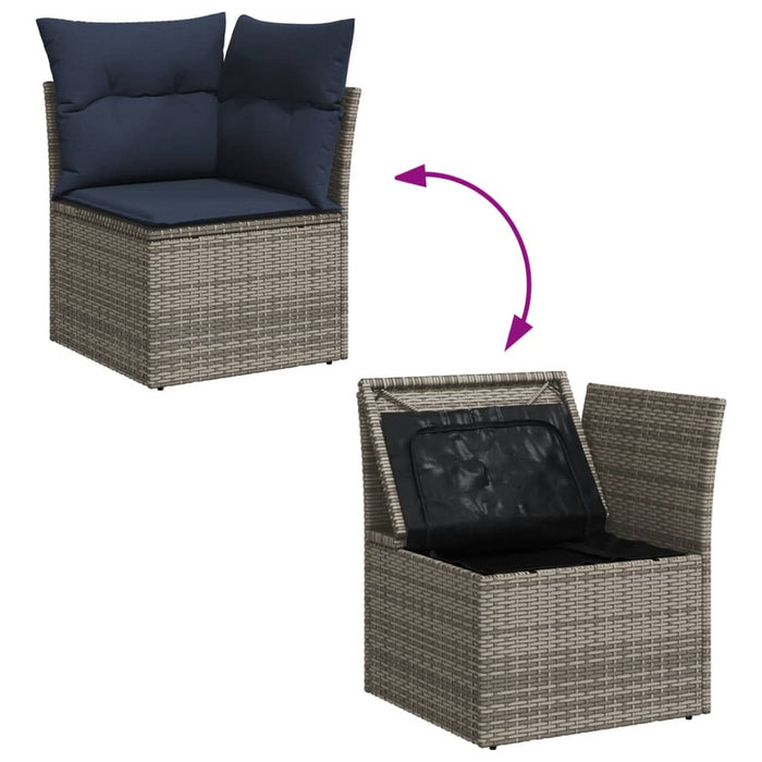 Set mobilier de grădină cu perne, 13 piese, gri, poliratan - WALTI WALTI