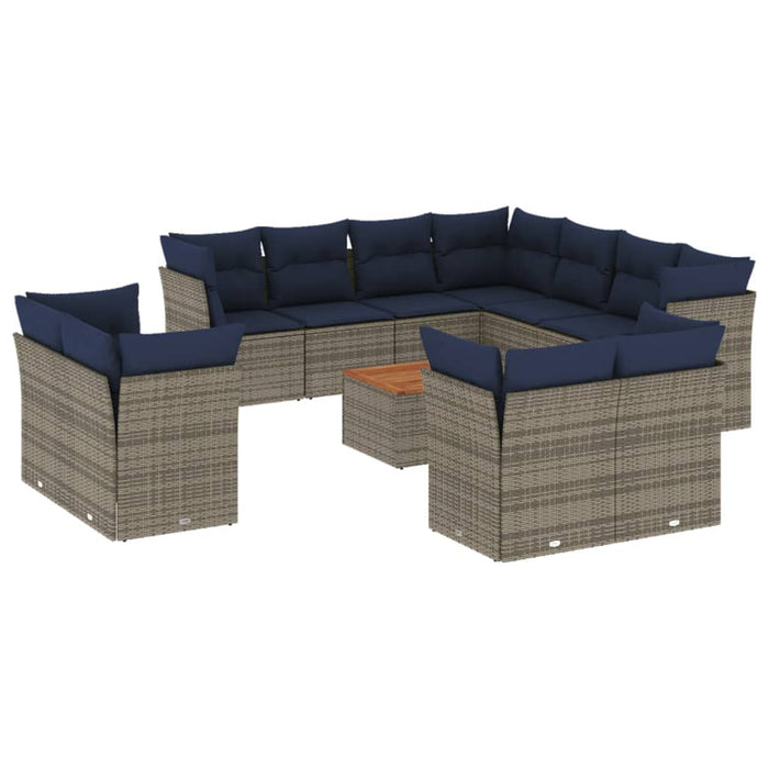 Set mobilier de grădină cu perne, 12 piese, gri, poliratan - WALTI WALTI