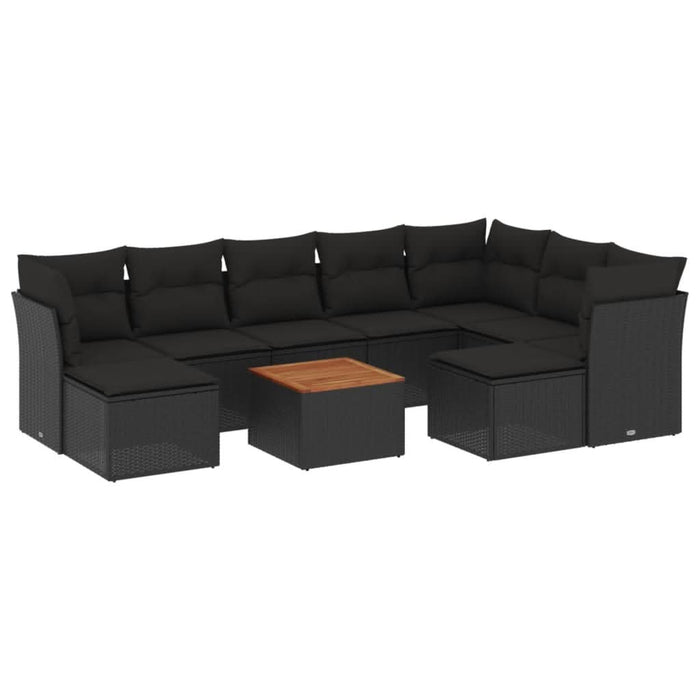Set canapele de grădină cu perne, 10 piese, negru, poliratan - WALTI WALTI