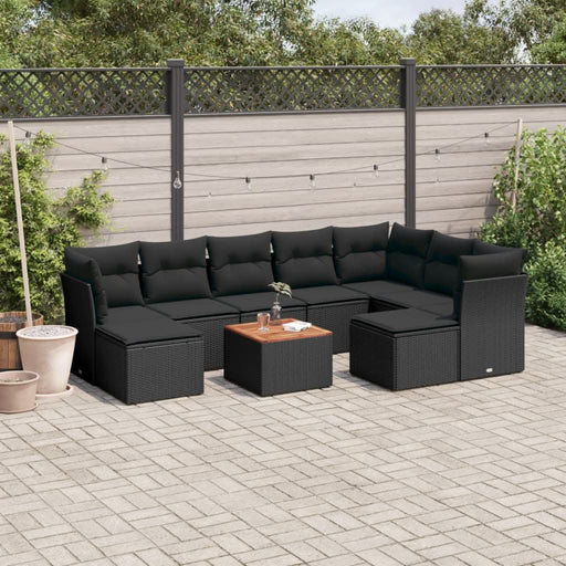 Set canapele de grădină cu perne, 10 piese, negru, poliratan - WALTI WALTI