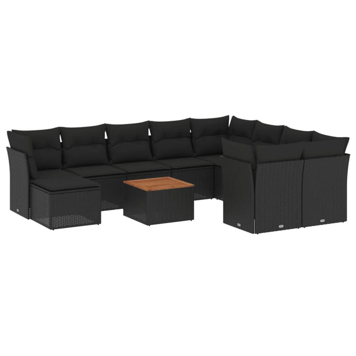Set canapele de grădină cu perne, 11 piese, negru, poliratan - WALTI WALTI