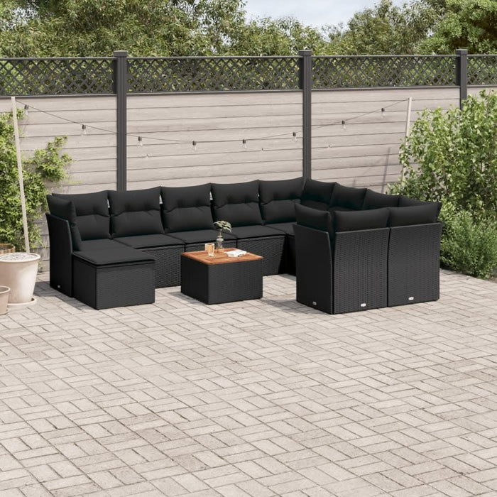 Set canapele de grădină cu perne, 11 piese, negru, poliratan - WALTI WALTI