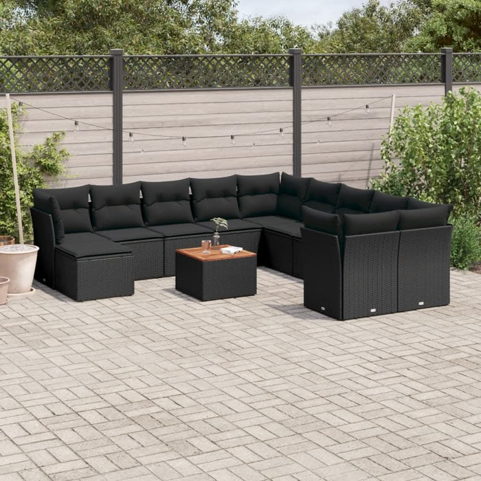 Set canapele de grădină, 12 piese, cu perne, negru, poliratan - WALTI WALTI