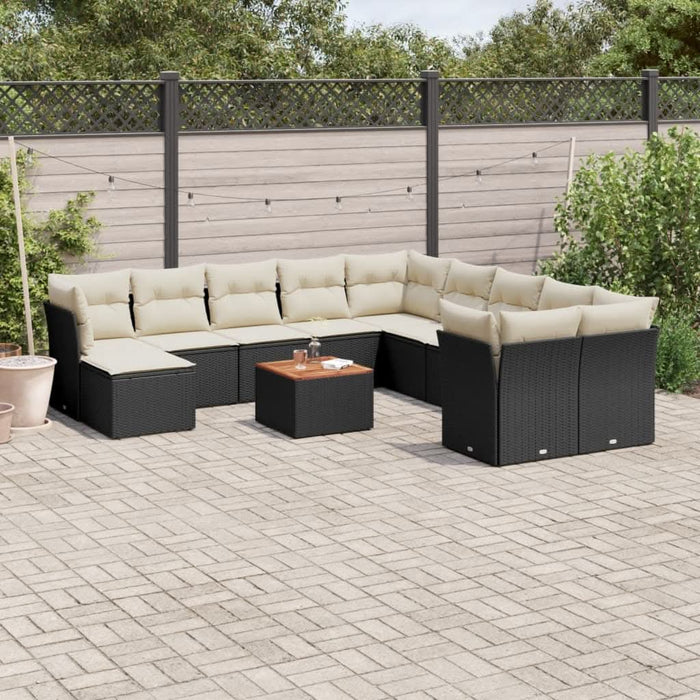 Set canapele de grădină, 12 piese, cu perne, negru, poliratan - WALTI WALTI