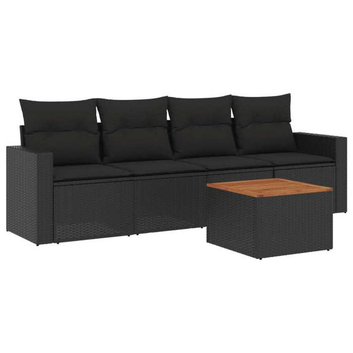 Set mobilier de grădină cu perne, 5 piese, negru, poliratan - WALTI WALTI