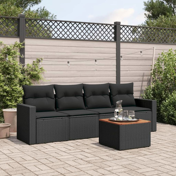 Set mobilier de grădină cu perne, 5 piese, negru, poliratan - WALTI WALTI