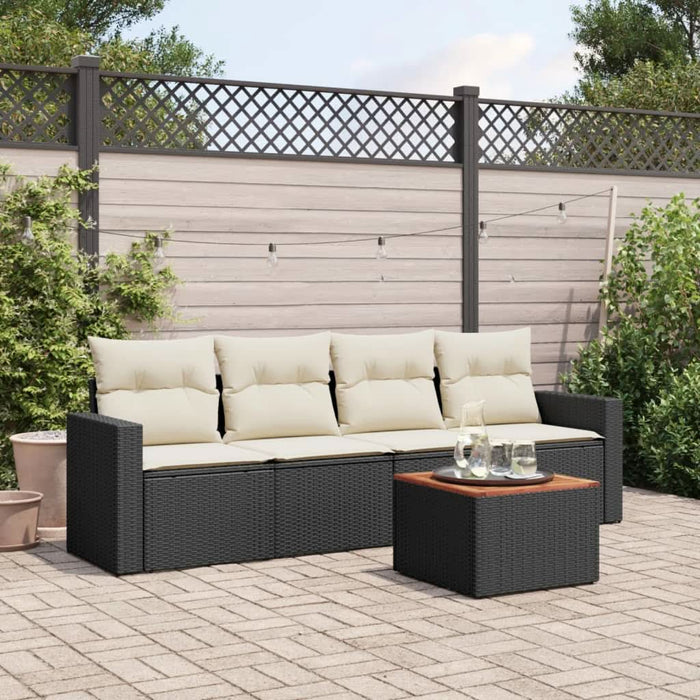 Set mobilier de grădină cu perne, 5 piese, negru, poliratan - WALTI WALTI