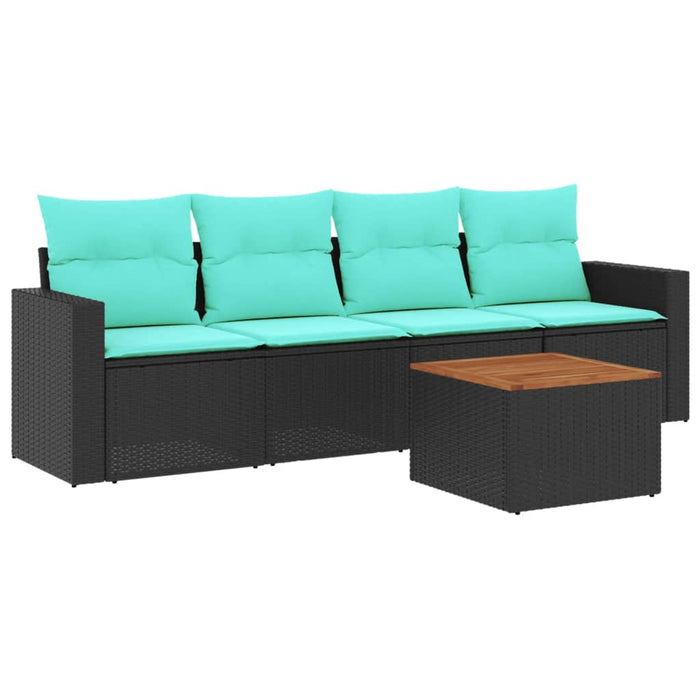 Set mobilier de grădină cu perne, 5 piese, negru, poliratan - WALTI WALTI