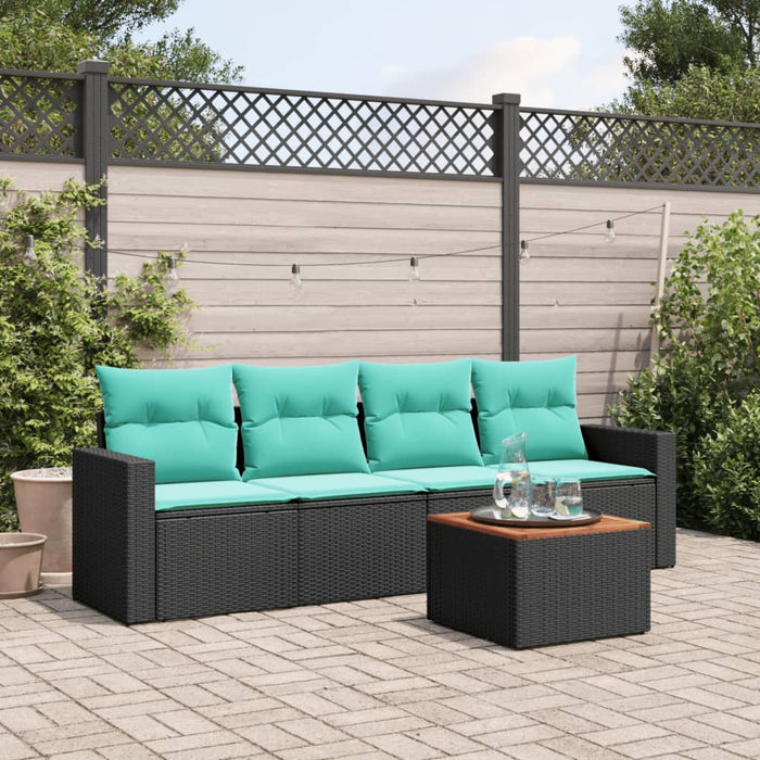 Set mobilier de grădină cu perne, 5 piese, negru, poliratan - WALTI WALTI