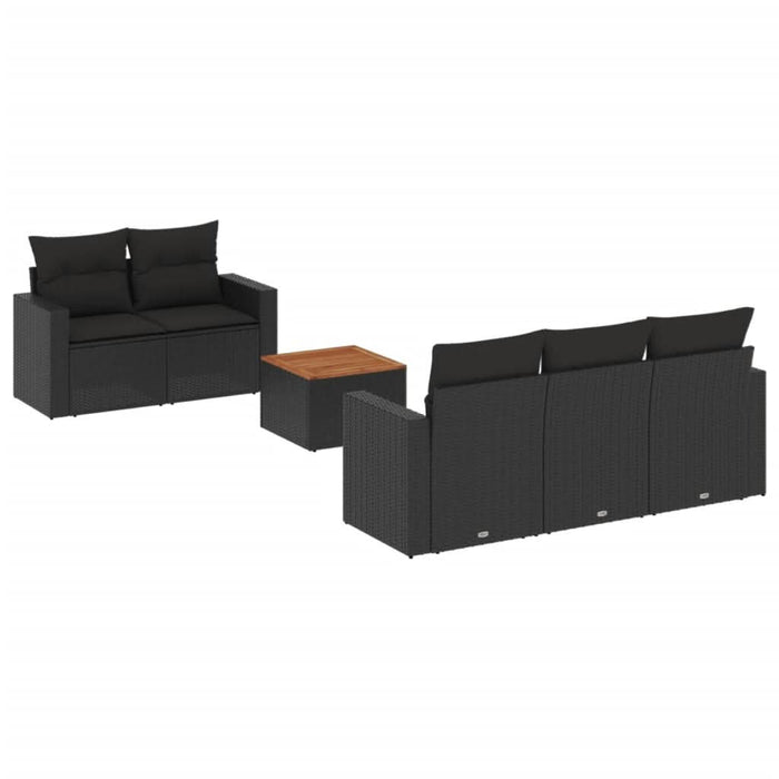 Set mobilier de grădină cu perne, 6 piese, negru, poliratan - WALTI WALTI