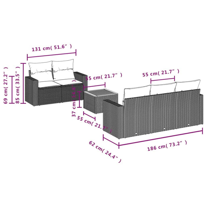 Set mobilier de grădină cu perne, 6 piese, negru, poliratan - WALTI WALTI